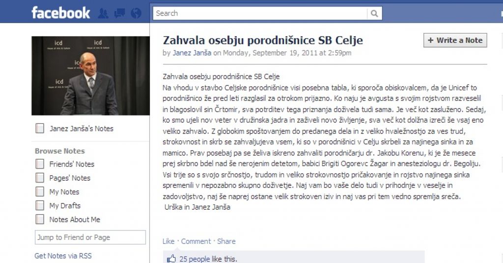 Urška in Janez Janša hvaležna celjski porodnišnici